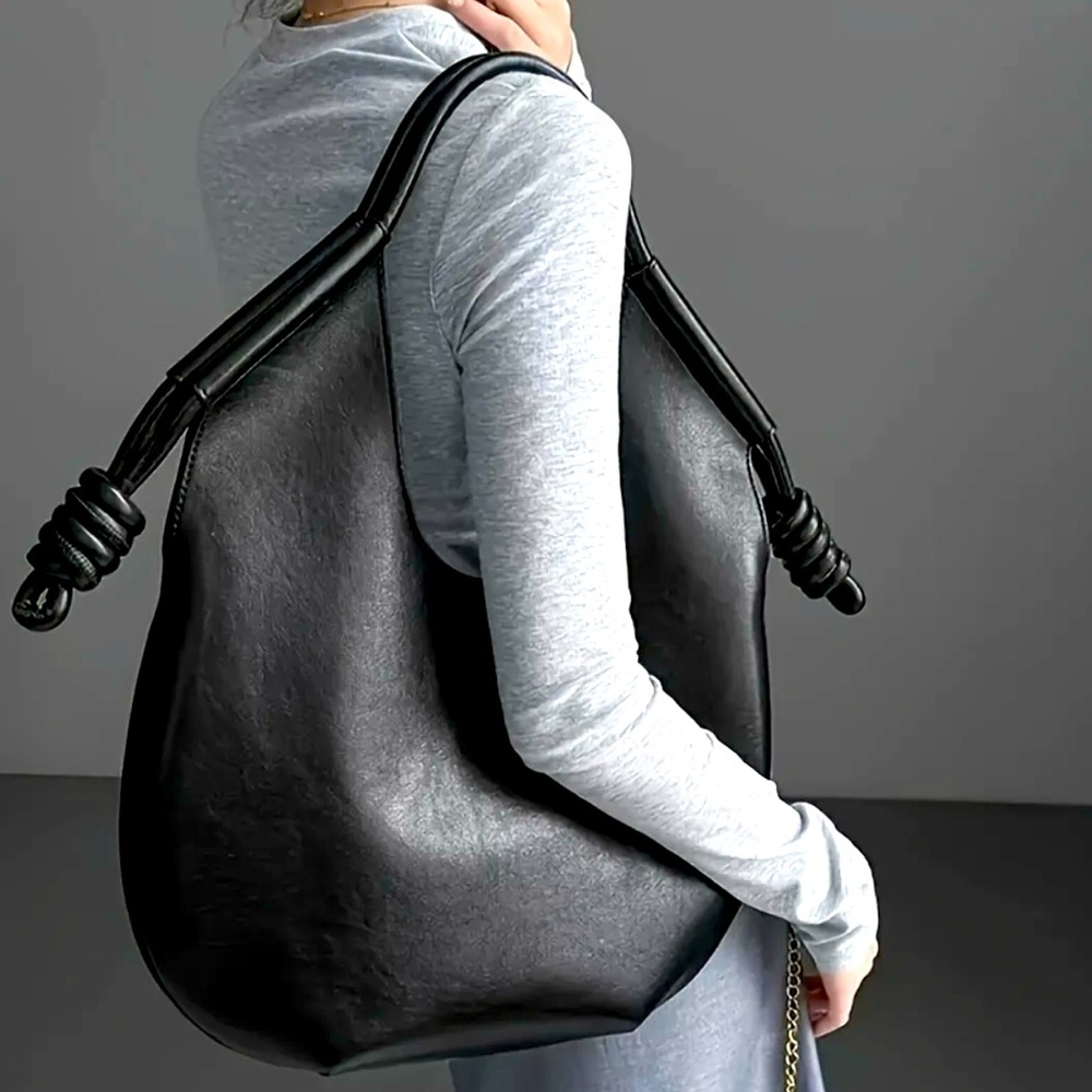 New - Chic -Large Capacity -Faux Leather French Style Tote /Shoulder Bag -Black